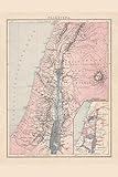 Laminated Palestine Antique Map German Language Poster Twelve Tribes of Israel Historical Middle East Geography Map Poster Dry Erase Wall Art 16x24