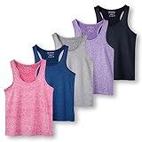 Real Essentials - Pack of 5 Women's Quick Dry-Fit Ladies Tops Athletic Yoga Workout Gym Active Tees Exercise Racerback Sleeveless Flowy Fitness Loose Fit Moisture Wicking Tank Top - Medium - Set 7