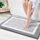 OLANLY Bathroom Rugs 36x24, Extra Soft and Absorbent Microfiber Bath Mat, Non-Slip, Machine Washable, Quick Dry Shaggy Bath Carpet, Suitable for Bathroom Floor, Tub, Shower (Large, Grey)