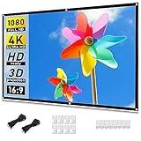 Taotique Projector Screen 72 inch, Movie Projector Screen 16:9 HD Foldable and Portable Anti-Crease Indoor Outdoor Projection Double Sided Video Projector Screen for Home, Party, Office, Classroom