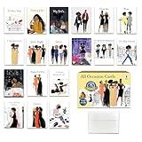 African American Greeting Cards Assortment Box – 18 All-Occasion Christian Greeting Cards with Envelopes – Birthday, Encouragement, Friendship, Romance, Engagement, Get Well & More