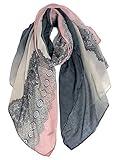 GERINLY Lace Print Women Fashion Scarf Lightweight Cotton Shawls and Wraps (Darkgrey Pink)