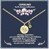 CERSLIMO Birthday Gifts for Her Birth Flower Necklaces, 18K Gold Plated Dainty August Birth Month Floral Birthstone Coin Pendant Necklaces Wildflower Jewelry Gifts for Women Anniversary