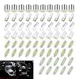 Ferianl 70PCS Dome Light LED Car Interior Bulb Kit Set, 31mm 36mm 41mm T10 Bulbs Interior Replacement Lights, Suitable for Interior Map Dome Trunk Door Courtesy License Plate Light (White)