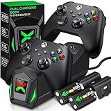 Upgraded Controller Charger Station with 2x5520mWh Rechargeable Battery Packs for Xbox One/Series X|S Controller,Dual Charging Dock for Xbox One Controller Battery Pack with 4 Battery Covers for Xbox