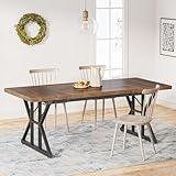 Tribesigns Farmhouse Dining Table for 6 People, 70.8-Inch Rectangular Wood Dining Table, Rustic Kitchen Table with Heavy Duty Metal Legs for Dining Room