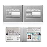 Ziciner Car Registration Insurance Holder, 2Pack Essential Auto Card Document Glove Box Organizer with Velcro Closure, Vehicle Interior Accessories Perfect for Most Car, Truck, SUV (Gray/White Flag)