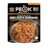 Peak Refuel Beef Pasta Marinara | 49g Protein | 1040 Calories | 100% Real Meat | Premium Freeze Dried Backpacking & Camping Food | 2 Servings | Ideal MRE Survival Meal (2 Serving Pouch)