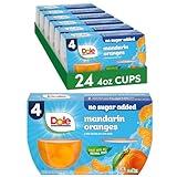 Dole Fruit Bowls No Sugar Added Snacks, Mandarin Oranges, 4oz 24 Cups, Gluten & Dairy Free, Bulk Lunch Snacks for Kids & Adults