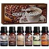 SALKING Coffee Shop Fragrance Oils Set, Premium Essential Oils Set for Diffuser, Scented Oil for Soap & Candle Making - Blueberry Pancakes, Coffee, Café Latte, Hot Chocolate, French Vanilla, Black Tea