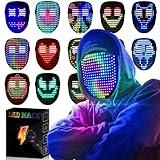 MEGOO Led Mask with Gesture Sensing Transforming,Light Up Luminous Digital Glow Mask for Halloween Rave Dj Party Masquerade