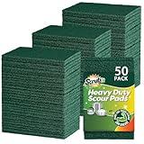 SCRUBIT Scouring Pad - Heavy Duty Scrub Pads for Cleaning Dishes - Non-Scratch Scour Pads - Reusable Scrubbing Pads - Green (50)