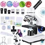 Herwicm Microscope for adults40x-2000xCompound Microscope，Dual LED Illumination for School Home Lab Educational Gift Child Student Beginner Microscope1