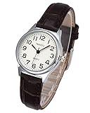 Top Plaza Womens Leather Watch,Fashion Casual Silver Watches for Women,Waterproof Quartz Ladies Brown Wrist Watch