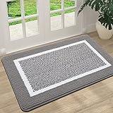 Colorxy Indoor Door Mat, Non-Slip Absorbent Resist Dirt Entrance Mat, Sturdy Low-Profile Inside Floor Mats, Washable Front Entry Doormats for Entryway, 30''x17'', Grey