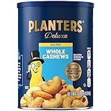 PLANTERS Deluxe Salted Whole Cashews, Party Snacks, Plant-Based Protein, Quick Snack for Adults, After School Snack, Roasted Cashew Flavored with Sea Salt, Bulk Nuts, Kosher, 1 lb 2.25oz Canister