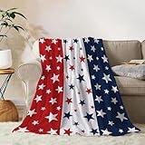 YeeJu Patriotic Throw Blanket for Kids Small 4th of July Memorial Day Fourth of July Blanket for Boys Girls Child Baby Couch Bed Red White Blue Blankets Stars American Veteran Day Blanket 40x50