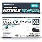 Beastek Black Nitrile Exam Gloves, 4.0 Mil, 100 Pcs Disposable Gloves Powder-Free Latex-Free for Medical, Cooking, Food-Safe (X-Large)