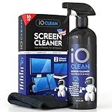 Screen Cleaner Spray (16oz - 473ml) – Best Large Cleaning Kit for LCD LED OLED TV, Smartphone, iPad, Laptop, Touchscreen, Computer Monitor, Electronic Devices, Microfiber Cloth Wipes and 2 Nozzles