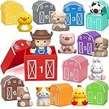 Learning Toys for 1,2,3 Year Old Toddlers, 20Pcs Farm Animals Barn Toy Montessori Counting, Matching & Sorting Fine Motor Games, Christmas Birthday Easter Gift for Baby Boys Girls Age 12-18 Months