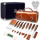 IMYMEE Deluxe Wood Carving Tools-Wood Carving Kit-Wood Carving Knife Set-Wood Whittling Kit for Beginners-Whittling Knife-Wood Carving Tool Set with Large Leather Case