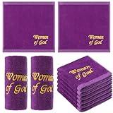 Buryeah 6 Pcs Pastor Towels Pastor Handkerchiefs Embroidered Pastor Hand Towels Man or Woman of God Towels Christian Church Clergy Towels Gift for Pastor Appreciation Christmas(Purple,Woman of God)