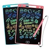 LCD Writing Tablet, 2 Packs Drawing Pads for Kids 3 4 5 6 Years Old 8.5 Inch Colorful Lines Doodle Scribble Boards Educational Toys for Boys Girls Road Trip EssentialsTravel Game Toys,Pink+Blue