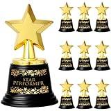 Fumete 10 Pcs 5 Inch Plastic Gold Trophy Award Thank You for Being Awesome Star Thumbs up Award Trophies Bulk Golden Trophies for Halloween Party Employee Teacher (Star Performer)