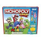 Monopoly Junior Super Mario Edition Board Game, Fun Kids' Ages 5 and Up, Explore The Mushroom Kingdom as Mario, Peach, Yoshi, or Luigi (Amazon Exclusive)