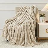 Aganear Fleece Throw Blanket - Cozy Soft Lightweight Fuzzy Throw Blanket for Women Portable Throw Blankets for Couch, Warm Present for Birthday, Christmas, Halloween, Housewarming(50"x60", Khaki)