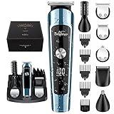 Brightup Beard Trimmer for Men, IPX7 Waterproof Mens Grooming Kit with Cordless Hair Clippers, Electric Razor with LED Display, Shavers for Mustache, Body, Face, Ear, Nose Hair Trimmer, Gifts for Men