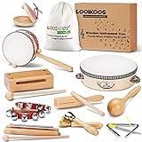 LOOIKOOS Baby Musical Instruments Montessori Toys for Toddlers 1-3,Natural Wooden Percussion Instruments Set for Kids Preschool Educational Musical Toys for Ages 5-9