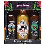 El Sabor de Oaxaca, 3 Pack Mexican Sauces Dynamite: Salsa Chapulín, Salsa Fuego and Salsa Gusano de Maguey, Mexican Gourmet Artisan Product, 5 Fl Oz