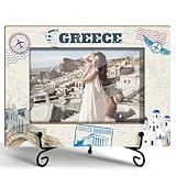 BSNZZIO Greece Travel Photo Frame, Wooden Picture Frame with Stand, Greece Gifts Vacation Gifts for Friends Coworker, Greece Souvenirs Office Home Desk Decor Tabletop Display -TXK03