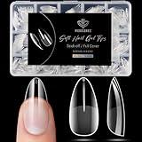 Modelones Almond Fake Nail Tips -510Pcs Medium Soft Gel Nail Tips Almond Shape Pre Etched Half Matte Full Cover Clear Acrylic Gel Kit False Press on for Extension Manicure Salon DIY at Home 15 Sizes