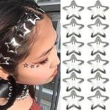 GKETN 12 PCS 1.61" Star Hair Clips Snap Hair Barrettes Non Slip Star Hair Accessories Women 2000s Y2K Silver Metal Hair Clips