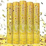 Tamodan 5 Packs Confetti Poppers,12 inch Confetti Cannon,Gold Party Poppers Confetti Shooters for New Year's Eve, Christmas, Birthday,Wedding, Graduationand Any Celebrations.
