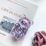 Cute Lilac Mobile Phone Finger Holder Mobile Phone Cartoon Foldable Epoxy Sequins 3D Bear Shaped Phone Grip Tok Folding Bracket for Desktop Mobile Phone Cell Phones Accessories Cell Phone Grips