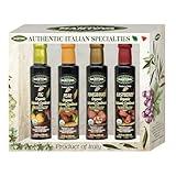 Mantova Organic Flavored Balsamic Vinegar of Modena 4-Variety Pack: Fig, Pear, Pomegranate, & Raspberry; Perfect for Gift Basket, Add to Pasta, Salad, Ice Cream and Cocktails, 8.5 oz per bottle