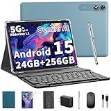 Relndoo Android Tablet with Keyboard, Android 15 Tablet 10 inch with 24GB+128GB, 1TB Expand, 8-Core, 8000mAh, 5G WiFi, Widevine L1, GMS, with Case, Keyboard, Mouse, Stylus(Pink)