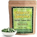 Good Natured Premium Spirulina and Chlorella Capsules 1,250 Tablets, Non-GMO, Vegan Organic Chlorella Tablets, Sunlight Grown, Cracked Cell Wall, High Protein, Heavy Metal Detox