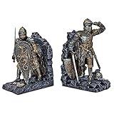 Design Toscano Arthurian Knight Bookends,Grey Stone,8 Inch, Set of Two