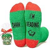 HAPPYPOP Christmas Book Lover Gifts for Women - Funny Book Socks for Men, Reading Gifts for Readers Booklovers Stocking Stuffers for Teen Girl Boy