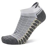 Balega Silver Compression Fit Performance No Show Athletic Running Socks for Men and Women (1 Pair), White/Grey, Medium