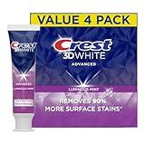 Crest 3D White Advanced Luminous Mint Teeth Whitening Toothpaste, Crest Toothpaste, 3.7 oz Pack of 4 - Helps Remove Surface Stains, Whitens Teeth, Strengthens Tooth Enamel, Protects Against Cavities