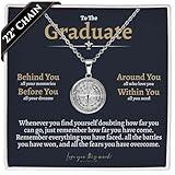 Love You This Much To The Graduate Compass Necklace, Graduate Gift for Him, Best Gift for College Graduate, Gift for New Graduate Gifts for Him (Compass Necklace, Classic Stainless)