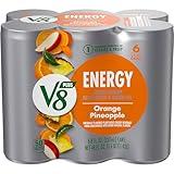 V8 +ENERGY Orange Pineapple Energy Drink, Made with Real Vegetable and Fruit Juices, 8 FL OZ Can (Pack of 6)