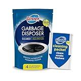 Glisten Garbage Disposer Cleaner and Freshener, Sink Disposal Odor Eliminator with Foaming Action, Lemon Scent, Made in the USA, 4 Packets