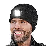 PASTACO Stocking Stuffers for Men LED Hat with Light - Chirstmas Birthday Gifts for Men Dad Him Adult Teens, Winter Soft Warm Lighted Beanie Headlamp for Camping Fishing Hiking Hunting