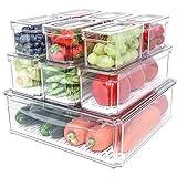 Pomeat 10 Pack Fridge Organizer, Stackable Refrigerator Organizer Bins with Lids, BPA-Free Produce Fruit Storage Containers for Storage Clear for Food, Drinks, Vegetable Storage